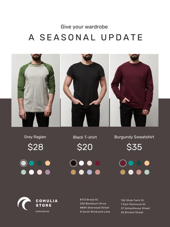 Clothes Sale with Man Wearing Casual Clothes Poster US Design Template