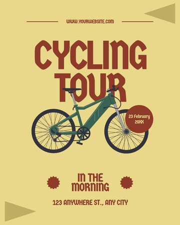 Plantilla de diseño de Anuncio de recorrido en bicicleta en amarillo Instagram Post Vertical 