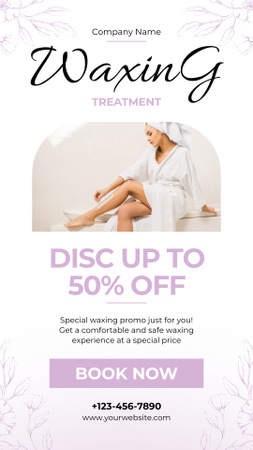 Waxing Discount with Woman Using Wax Strips Instagram Story Design Template