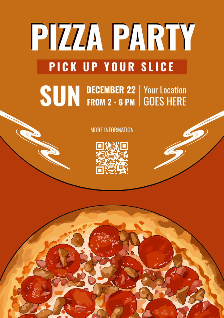 Pizza Party Announcement Poster Design Template