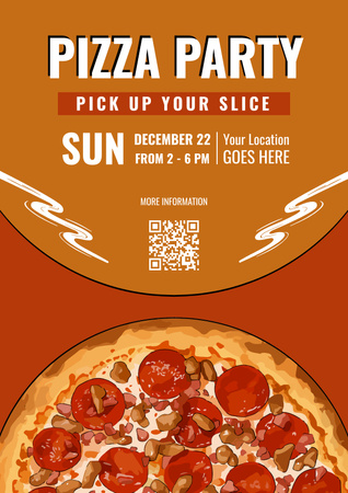 Pizza Party Announcement Poster tervezősablon
