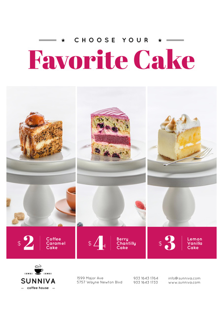 Bakery Ad with Assortment of Sweet Cakes Poster Šablona návrhu