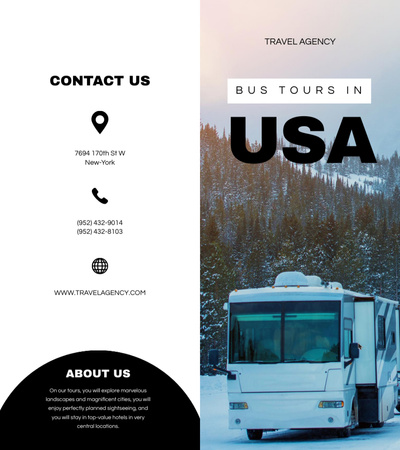 Plantilla de diseño de Viajes en autobús Tours a EE. UU. Brochure 9x8in Bi-fold 