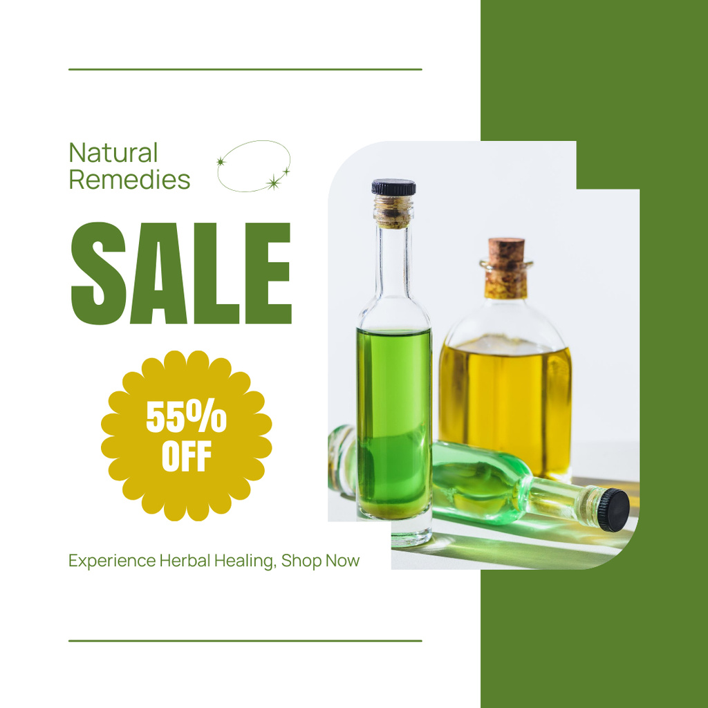 Natural Remedies In Bottles Sale Offer Instagram ADデザインテンプレート