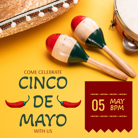 Designvorlage Ankündigung einer Cinco De Mayo-Party mit Chili für Instagram