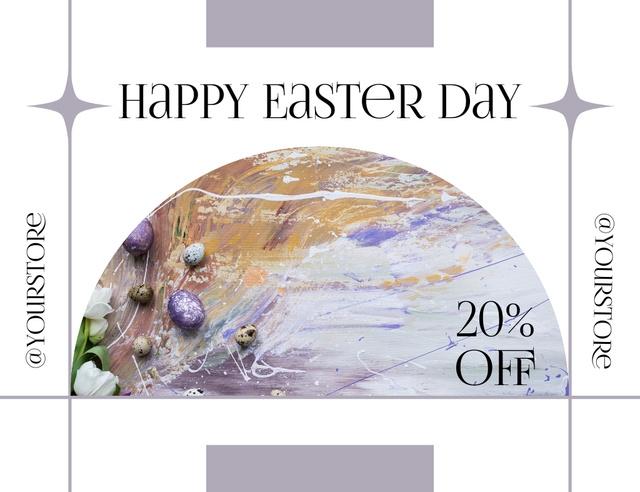 Easter Sale Offer with Holiday Art Thank You Card 5.5x4in Horizontal Design Template