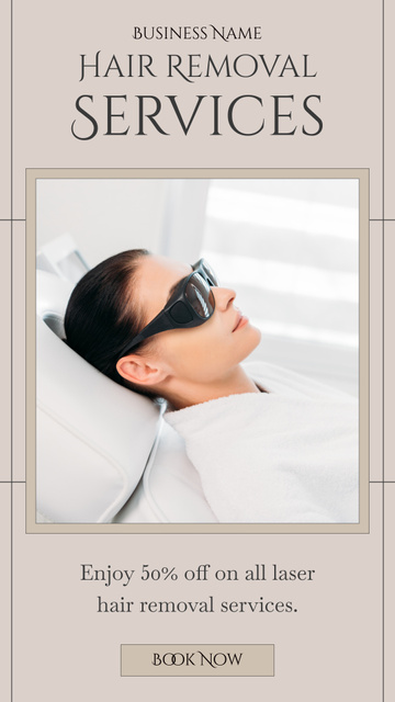 Offer Discounts for Laser Hair Removal on Grey Instagram Storyデザインテンプレート