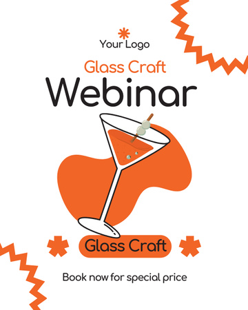 Anúncio de webinar sobre artesanato em vidro com copos Instagram Post Vertical Modelo de Design