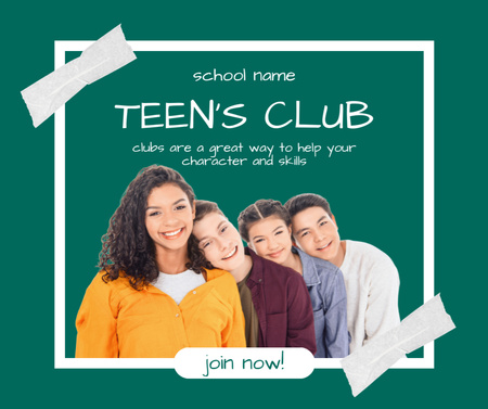 Promoção do clube escolar para adolescentes para autoaperfeiçoamento Facebook Modelo de Design