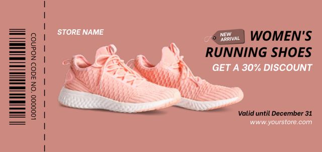 Women's Running Shoes Voucher Coupon Din Large Design Template