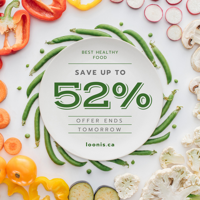 Healthy Nutrition Offer with Vegetables Instagram Design Template