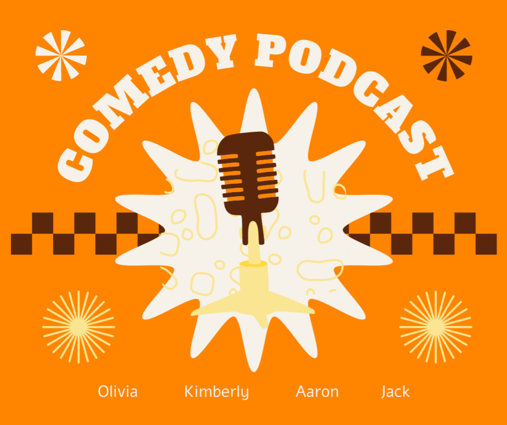Comedy Podcast Offer on Orange Facebook Design Template