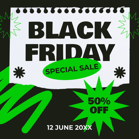 Black Friday Special Sale Offer on Green Instagram AD tervezősablon