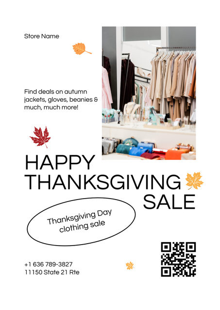 Thanksgiving Sale Announcement in Clothes Store Poster B2 Tasarım Şablonu
