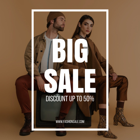 Big Fashion Collection Sale with Stylish Couple Instagram Design Template