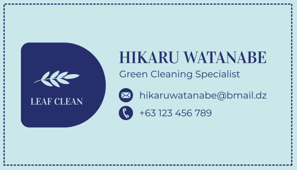 Green Cleaning Specialist Offer Business Card US Design Template