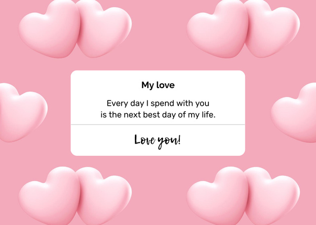 Valentine's Day greeting with Hearts Card Tasarım Şablonu