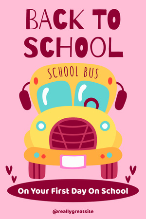 Plantilla de diseño de Lindo autobús escolar en rosa Pinterest 