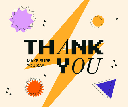 Cute Thankful Phrase with Colorful Geometric Shapes Facebook Design Template