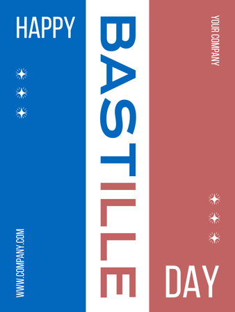 Bastille Day Holiday Greeting Poster US Design Template
