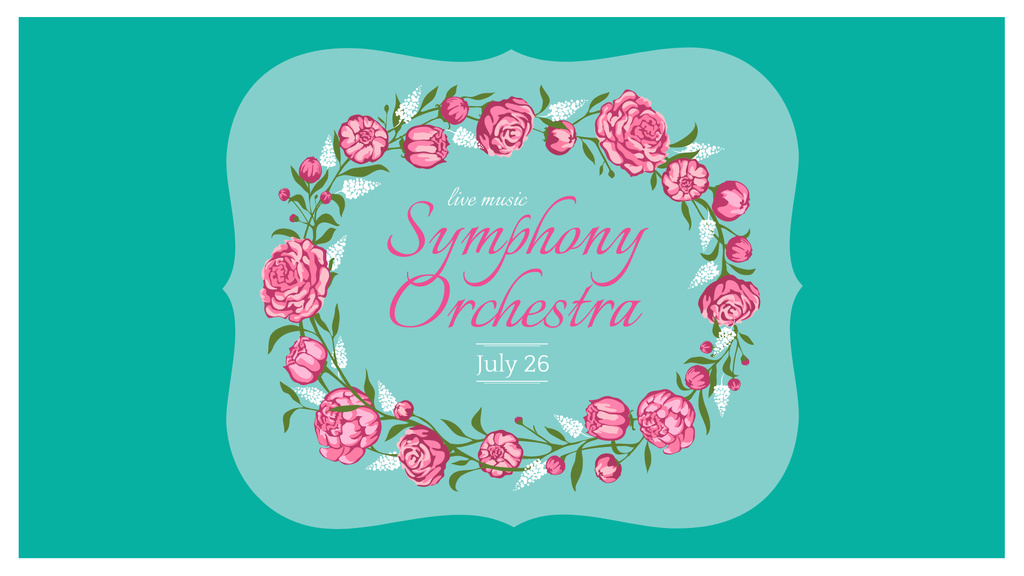 Symphony Concerts Announcement with Pink Flowers FB event cover – шаблон для дизайна