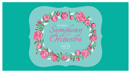 ピンクの花とシンフォニーコンサートのお知らせ FB event coverデザインテンプレート
