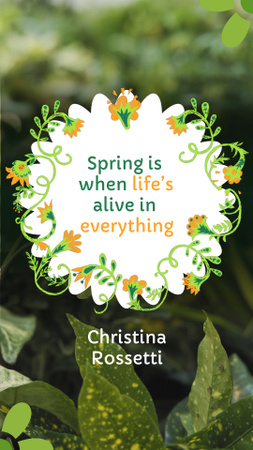 Designvorlage Zitat über Frühling und Leben mit Blättern für TikTok Video