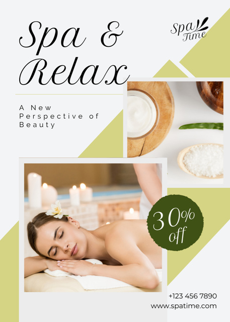 Discount on Relaxing Massage at Spa Flayer Πρότυπο σχεδίασης