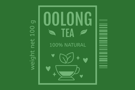 Přírodní zelený čaj Oolong Label Šablona návrhu