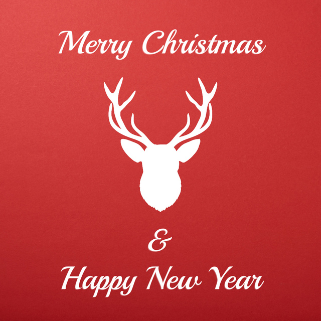 Christmas Greetings with Cute Deer Silhouette Instagramデザインテンプレート