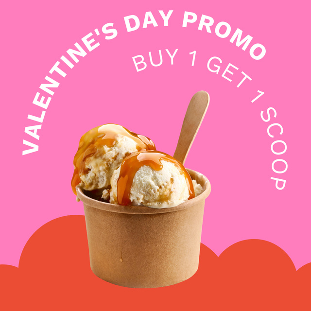 Exquisite Ice Cream Promo Due Valentine's Day Animated Post Design Template