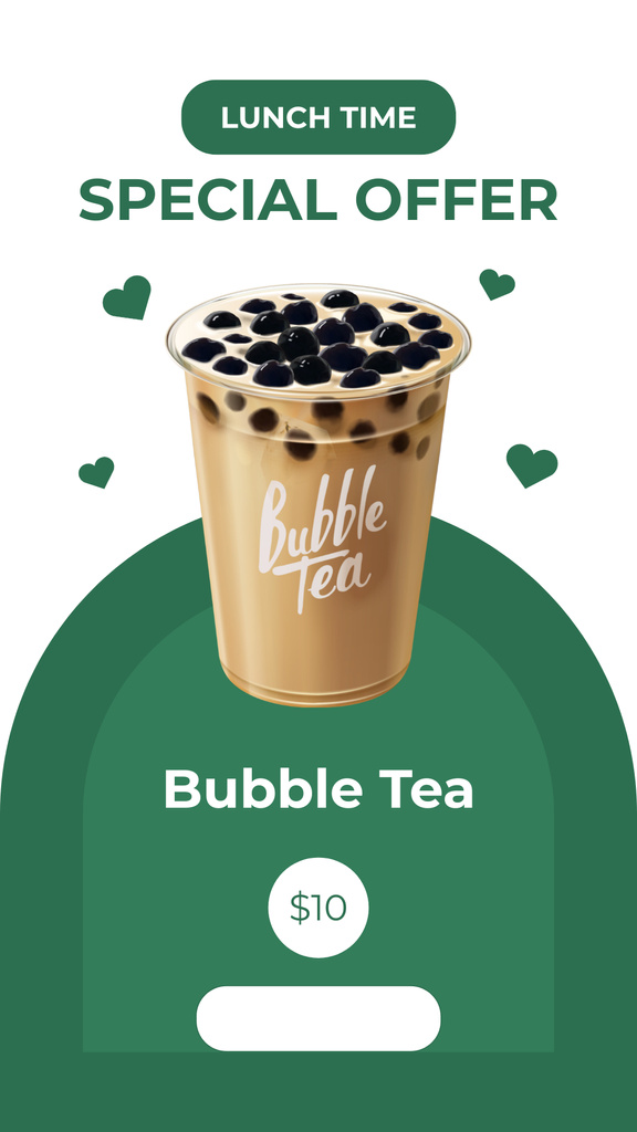 Cafe Ad with Yummy Bubble Tea Instagram Story tervezősablon