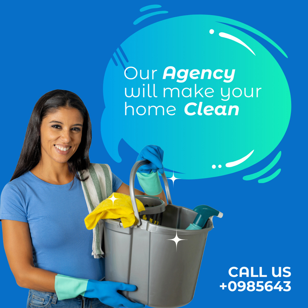 Cleaning Service Offer with Hispanic Woman Instagram Design Template