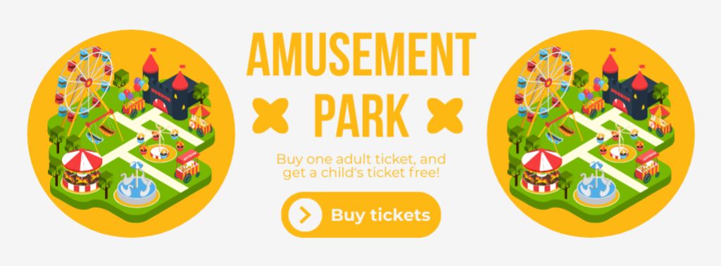 Enthralling Amusement Park With Promo On Admission Facebook cover Πρότυπο σχεδίασης