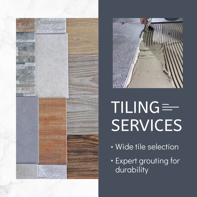 Various Textures Of Tiling Service Offer Animated Post Modelo de Design