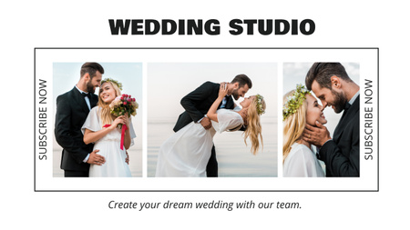 Collage of Young Couple on Wedding Day Youtube Thumbnail Design Template