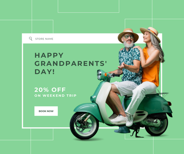 Weekend Trip Discount Offer on Grandparents' Day Facebook Modelo de Design