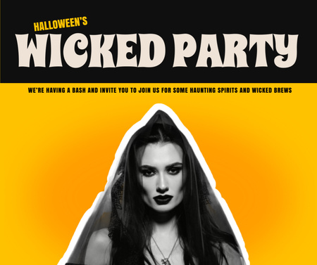 Halloween Party Announcement with People in Costumes Facebook Design Template