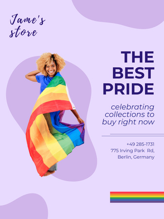LGBT Shop Ad with Woman in Flag Poster 36x48in Design Template