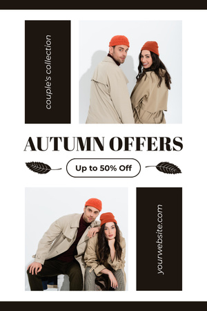 Designvorlage Herbstangebot mit stilvollem Paarfoto für Pinterest