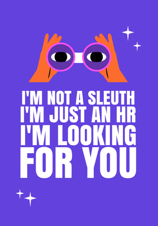 Vacancy Ad with Funny Recruiter looking through Binoculars Poster 28x40in Design Template