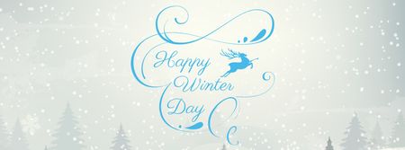 Happy Winter Day Greeting with Snowy Forest Facebook cover Šablona návrhu