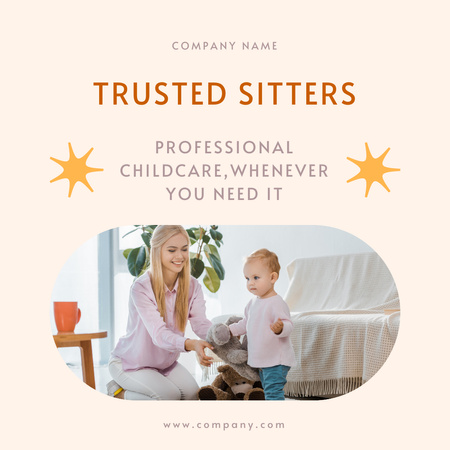 Trusted Babysitting Service Promotion Instagram Design Template