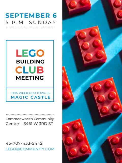 Lego Building Club meeting Constructor Bricks Poster US tervezősablon