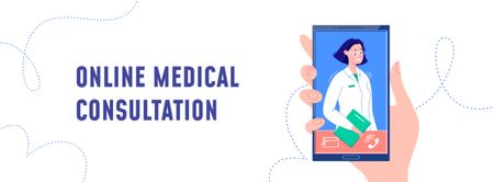Ontwerpsjabloon van Facebook cover van online medische consultatie