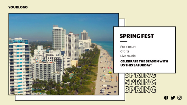Spring Fest Celebration Announcement On Beach Full HD video Modelo de Design