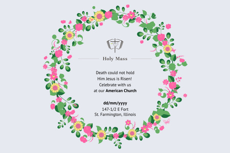 Easter Services Announcement with Floral Illustration Flyer 4x6in Horizontal – шаблон для дизайну