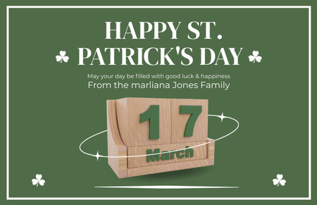 Designvorlage Urlaubswünsche zum St. Patrick's Day für Thank You Card 5.5x8.5in