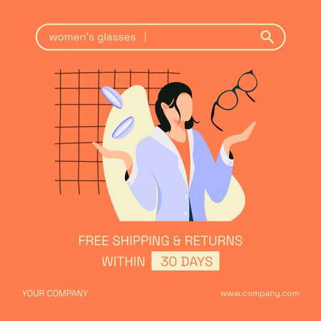 New Mobile App Announcement with Illustration of Woman Instagram Design Template