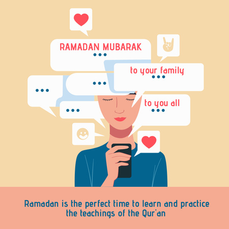 Plantilla de diseño de Hermoso saludo de Ramadán con mensaje Instagram 